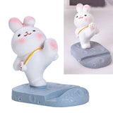 Cute Rabbit Cell Phone Stand Cartoon Resin Bunny Phone Holder Desk for Student Room Decoration Kicking