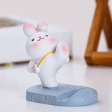 Cute Rabbit Cell Phone Stand Cartoon Resin Bunny Phone Holder Desk for Student Room Decoration Kicking