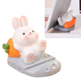 Cute Rabbit Cell Phone Stand Cartoon Resin Bunny Phone Holder Desk for Student Room Decoration Carrot