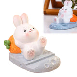 Cute Rabbit Cell Phone Stand Cartoon Resin Bunny Phone Holder Desk for Student Room Decoration Carrot - Side View