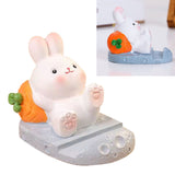 Cute Rabbit Cell Phone Stand Cartoon Resin Bunny Phone Holder Desk for Student Room Decoration Carrot
