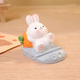Cute Rabbit Cell Phone Stand Cartoon Resin Bunny Phone Holder Desk for Student Room Decoration Carrot - 45-Degree Angle
