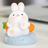 Cute Rabbit Cell Phone Stand Cartoon Resin Bunny Phone Holder Desk for Student Room Decoration Carrot - Low Angle