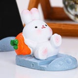 Cute Rabbit Cell Phone Stand Cartoon Resin Bunny Phone Holder Desk for Student Room Decoration Carrot - Extra Image