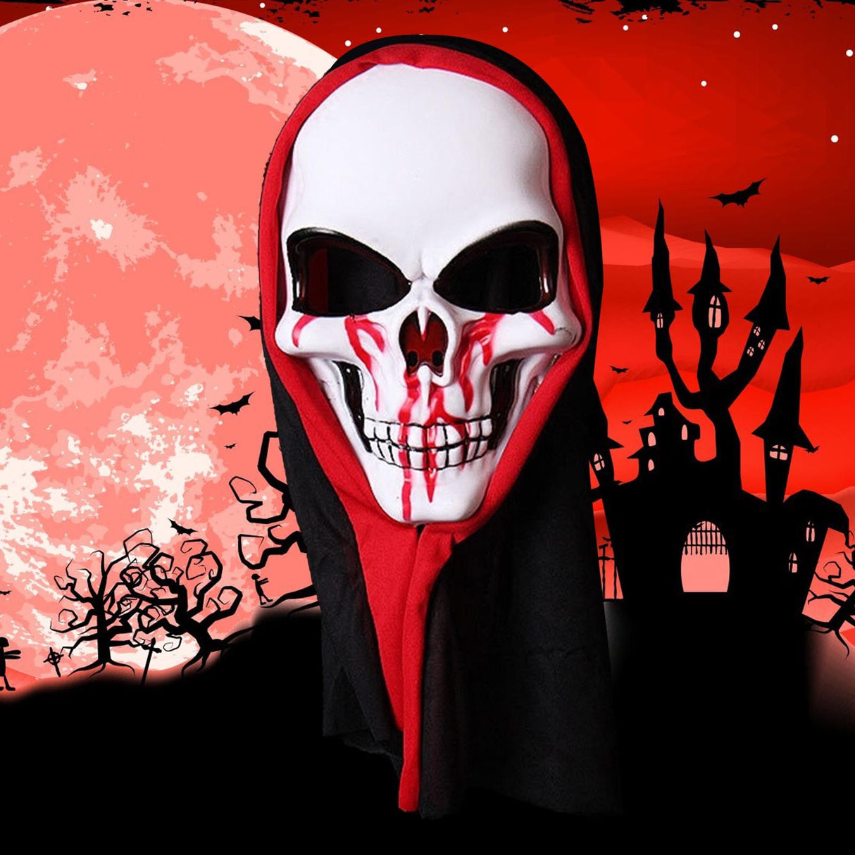 Skull Mask Skeleton Scary Ghost Death High Elastic Breathable Unisex Halloween Role Playing Props for Party Type 3