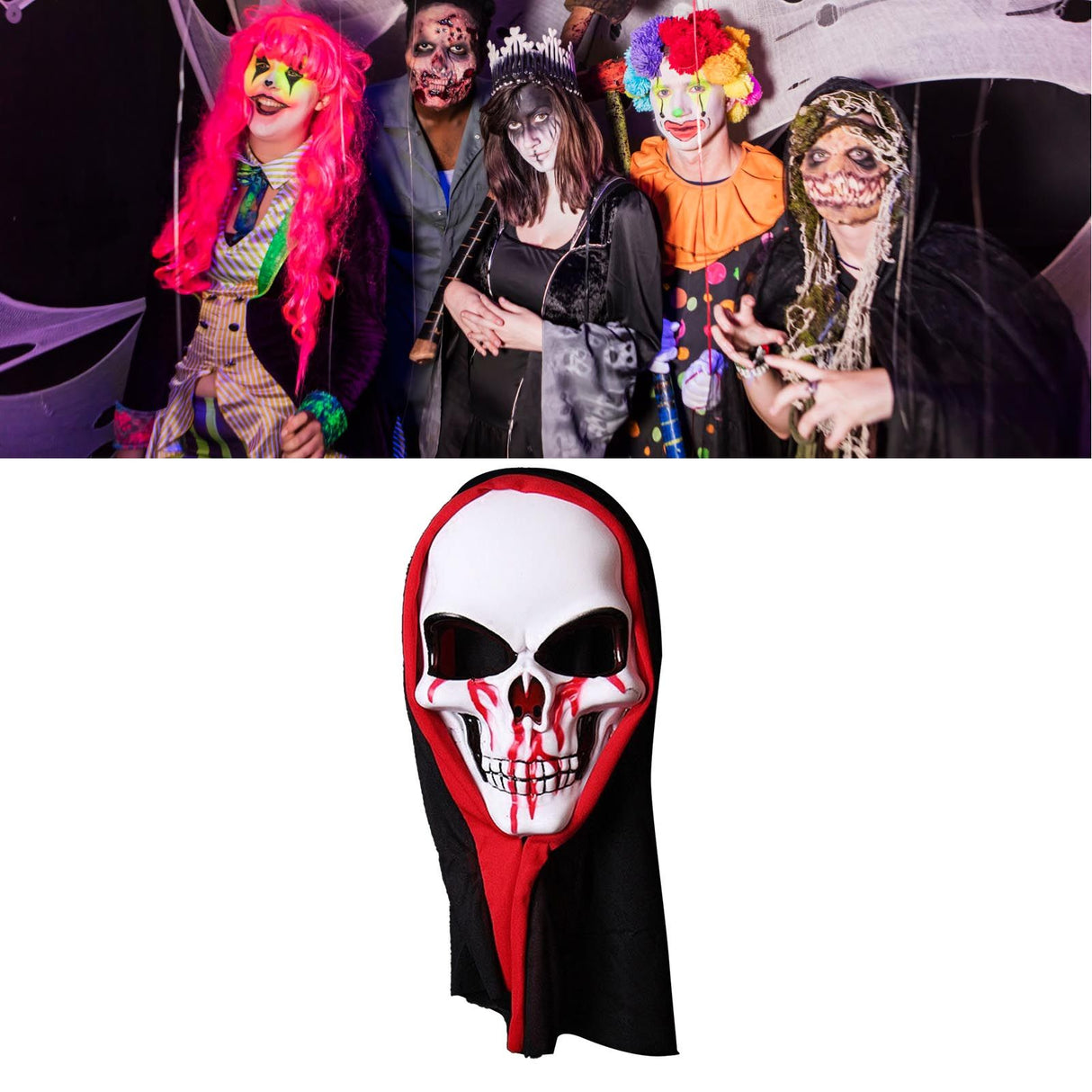 Skull Mask Skeleton Scary Ghost Death High Elastic Breathable Unisex Halloween Role Playing Props for Party Type 3