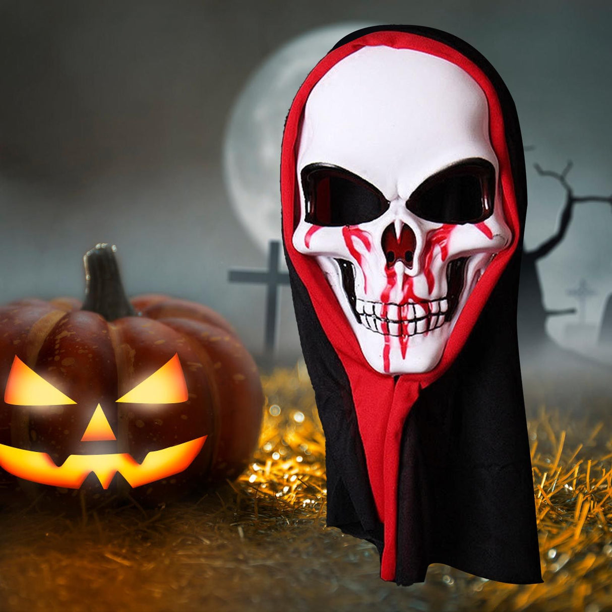 Skull Mask Skeleton Scary Ghost Death High Elastic Breathable Unisex Halloween Role Playing Props for Party Type 3