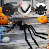 Giant Fake Spider Lifelike Halloween Posable Black Soft Hairy Fake Spiders Scary Decorations for Yard Home 90cm - Extra Image
