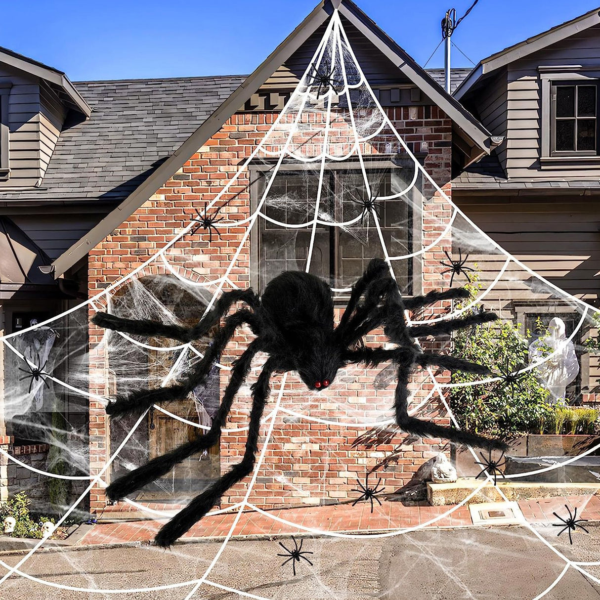 Giant Fake Spider Lifelike Halloween Posable Black Soft Hairy Fake Spiders Scary Decorations for Yard Home 90cm
