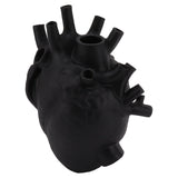 Heart Shaped Vase Decorative Modern Resin Exquisite Planter Pot for Home Office Bedroom Wedding Black