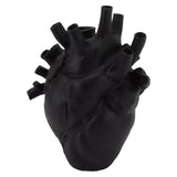 Heart Shaped Vase Decorative Modern Resin Exquisite Planter Pot for Home Office Bedroom Wedding Black - 45-Degree Angle