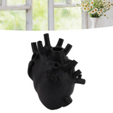Heart Shaped Vase Decorative Modern Resin Exquisite Planter Pot for Home Office Bedroom Wedding Black - Extra Image