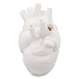 Heart Shaped Vase Decorative Modern Resin Exquisite Planter Pot for Home Office Bedroom Wedding White - Rear View