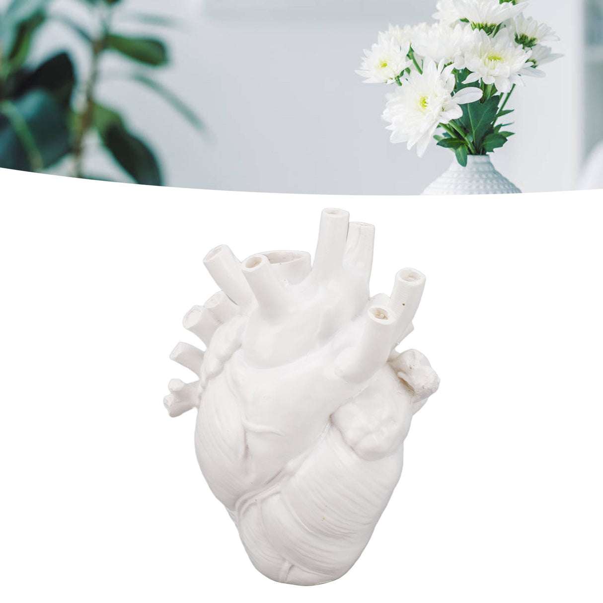 Heart Shaped Vase Decorative Modern Resin Exquisite Planter Pot for Home Office Bedroom Wedding White