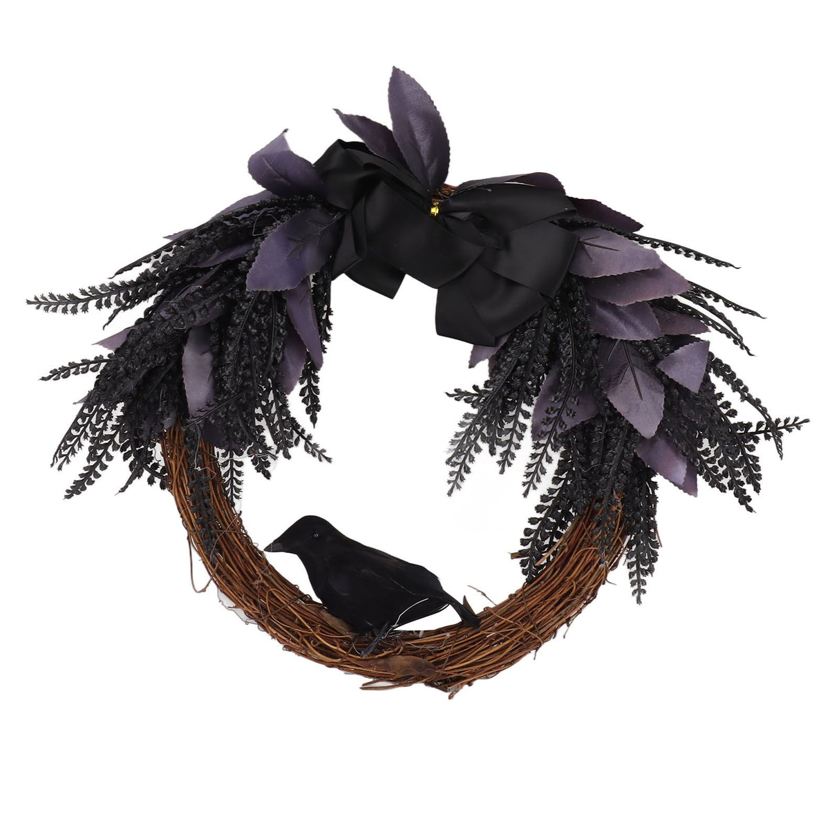 Halloween Wreath Bowknot Crow Garland Decoration Home Door Hallway Hanging Wreath