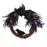 Halloween Wreath Bowknot Crow Garland Decoration Home Door Hallway Hanging Wreath