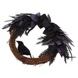Halloween Wreath Bowknot Crow Garland Decoration Home Door Hallway Hanging Wreath - Side View