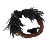Halloween Wreath Bowknot Crow Garland Decoration Home Door Hallway Hanging Wreath