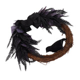 Halloween Wreath Bowknot Crow Garland Decoration Home Door Hallway Hanging Wreath - 45-Degree Angle