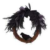 Halloween Wreath Bowknot Crow Garland Decoration Home Door Hallway Hanging Wreath - Close-Up Angle