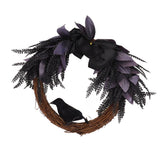 Halloween Wreath Bowknot Crow Garland Decoration Home Door Hallway Hanging Wreath - Low Angle