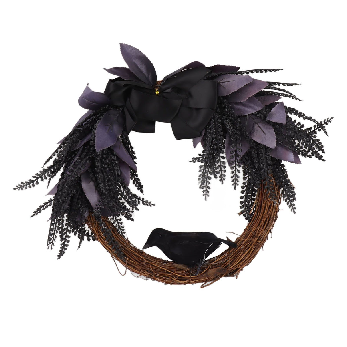 Halloween Wreath Bowknot Crow Garland Decoration Home Door Hallway Hanging Wreath