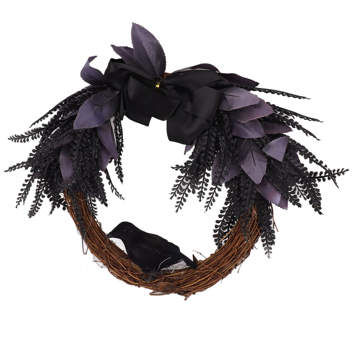 Halloween Wreath Bowknot Crow Garland Decoration Home Door Hallway Hanging Wreath