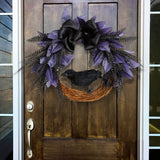 Halloween Wreath Bowknot Crow Garland Decoration Home Door Hallway Hanging Wreath - Extra Image