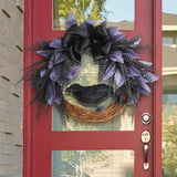 Halloween Wreath Bowknot Crow Garland Decoration Home Door Hallway Hanging Wreath