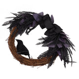 Halloween Wreath Bowknot Crow Garland Decoration Home Door Hallway Hanging Wreath - Extra Image