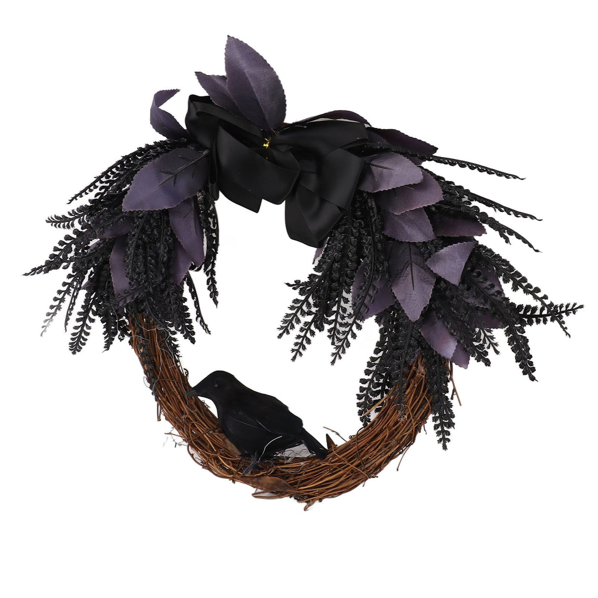 Halloween Wreath Bowknot Crow Garland Decoration Home Door Hallway Hanging Wreath