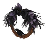 Halloween Wreath Bowknot Crow Garland Decoration Home Door Hallway Hanging Wreath
