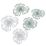 5PCS Metal Flower Wall Decor Iron Wall Art White Green 2 Layer Hollow Hanging Decor for Wall Living Room Office - Side View
