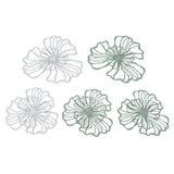 5PCS Metal Flower Wall Decor Iron Wall Art White Green 2 Layer Hollow Hanging Decor for Wall Living Room Office