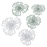 5PCS Metal Flower Wall Decor Iron Wall Art White Green 2 Layer Hollow Hanging Decor for Wall Living Room Office - Close-Up Angle