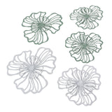 5PCS Metal Flower Wall Decor Iron Wall Art White Green 2 Layer Hollow Hanging Decor for Wall Living Room Office - Low Angle