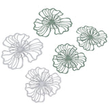 5PCS Metal Flower Wall Decor Iron Wall Art White Green 2 Layer Hollow Hanging Decor for Wall Living Room Office