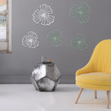 5PCS Metal Flower Wall Decor Iron Wall Art White Green 2 Layer Hollow Hanging Decor for Wall Living Room Office - Extra Image