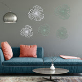 5PCS Metal Flower Wall Decor Iron Wall Art White Green 2 Layer Hollow Hanging Decor for Wall Living Room Office