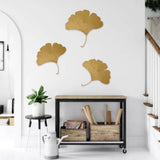 Ginkgo Biloba Hanging Decorations DIY Elegant Modern Fadeless Iron Metal Ginkgo Biloba Wall Art for Living Room Bedroom Dining Room Porch - Extra Image