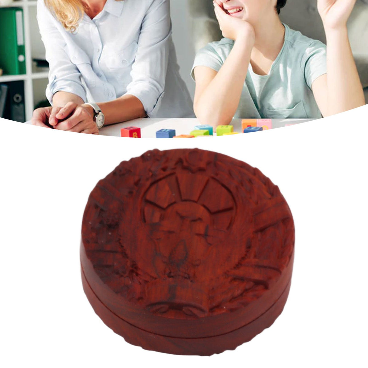 Magnetic Push Slider Stress Relief Handmade Rosewood Crafted Rotating Fidget Toys for ADHD The Eagle Badge