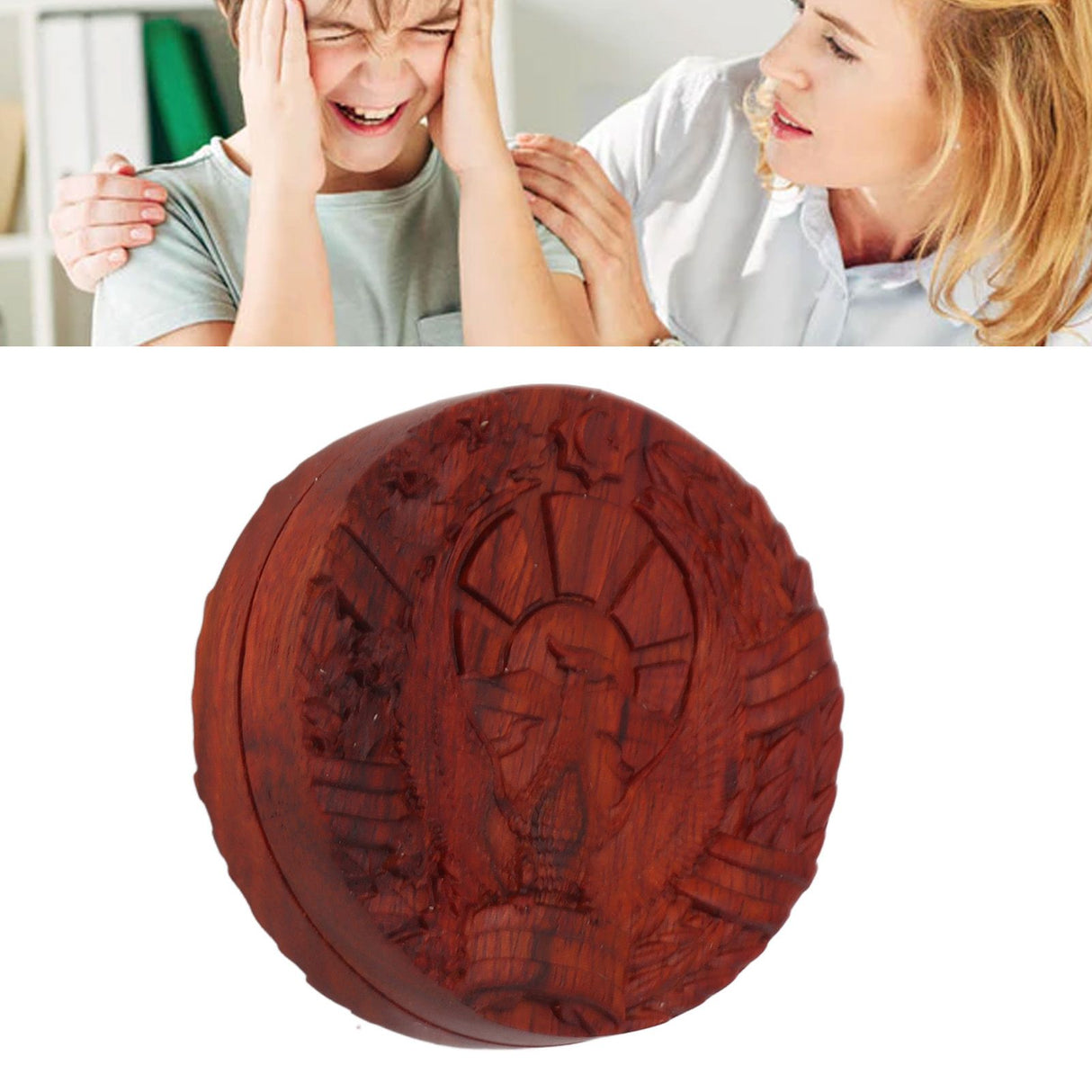 Magnetic Push Slider Stress Relief Handmade Rosewood Crafted Rotating Fidget Toys for ADHD The Eagle Badge