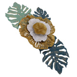 Iron Flower Wall Hanging Blue Modern Beautiful Metal Floral Wall Art Decor for Living Room Bedroom Dining Room - Front View