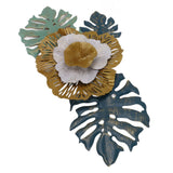 Iron Flower Wall Hanging Blue Modern Beautiful Metal Floral Wall Art Decor for Living Room Bedroom Dining Room