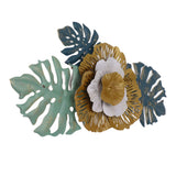 Iron Flower Wall Hanging Blue Modern Beautiful Metal Floral Wall Art Decor for Living Room Bedroom Dining Room - Rear View