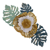Iron Flower Wall Hanging Blue Modern Beautiful Metal Floral Wall Art Decor for Living Room Bedroom Dining Room - Close-Up Angle