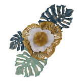 Iron Flower Wall Hanging Blue Modern Beautiful Metal Floral Wall Art Decor for Living Room Bedroom Dining Room - Low Angle