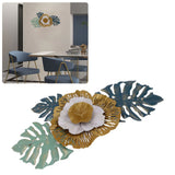 Iron Flower Wall Hanging Blue Modern Beautiful Metal Floral Wall Art Decor for Living Room Bedroom Dining Room