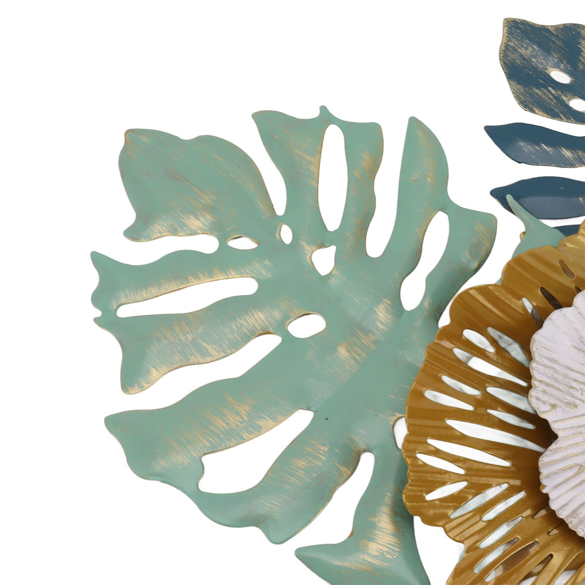 Iron Flower Wall Hanging Blue Modern Beautiful Metal Floral Wall Art Decor for Living Room Bedroom Dining Room
