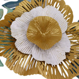 Iron Flower Wall Hanging Blue Modern Beautiful Metal Floral Wall Art Decor for Living Room Bedroom Dining Room